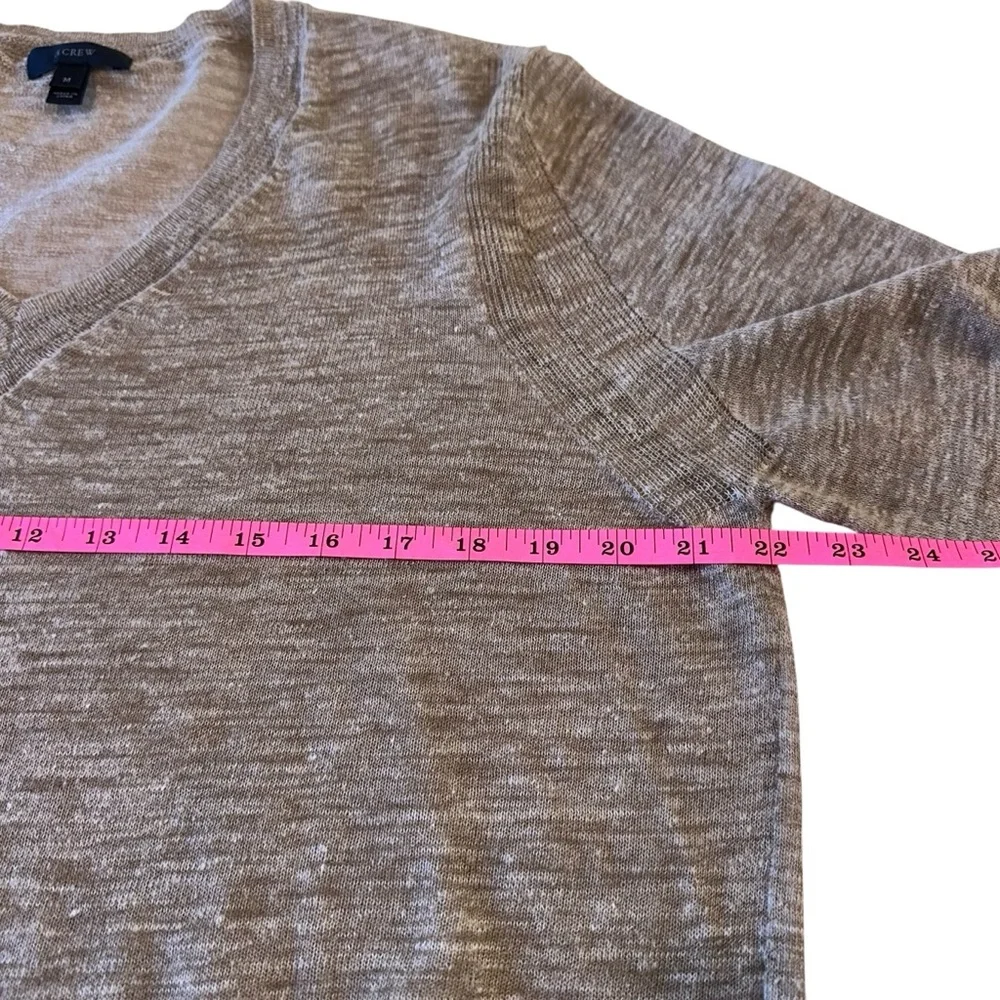 J.Crew Lightweight Linen‎ Blend Marled V Neck Sweater M
